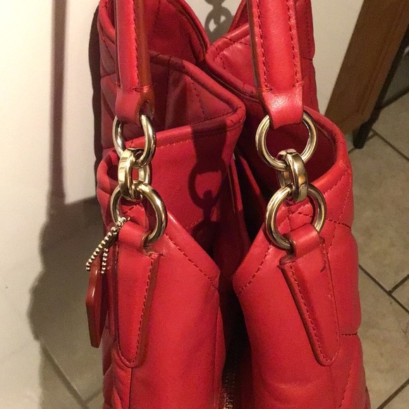 Coach Phoebe Shoulder Bag Red Quilted Leather - Picture 8 of 13